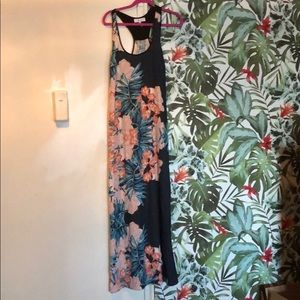 CORY NWT Maxi Dress Racerback w Silk Contrast